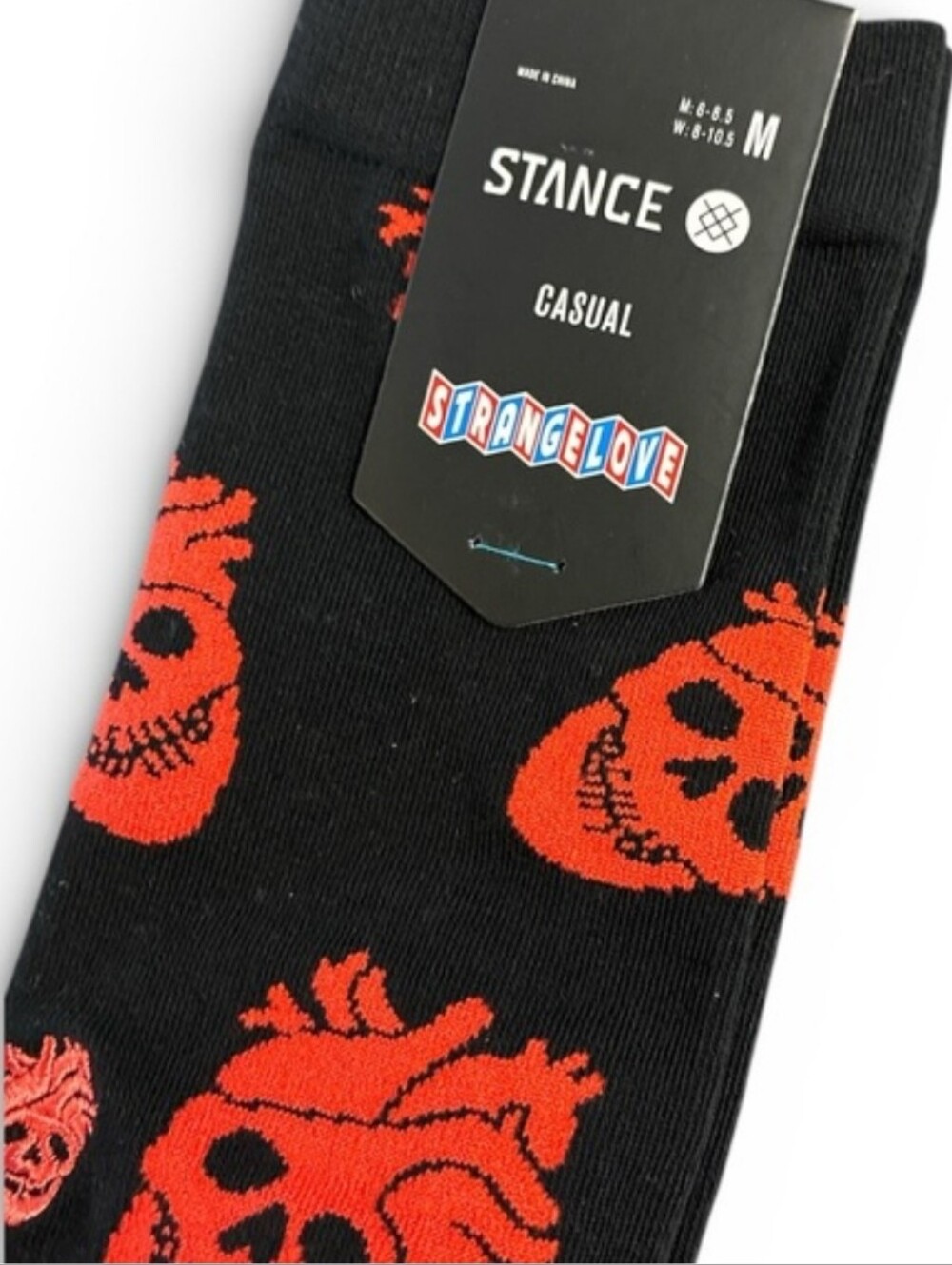 STANCE Fallin In Skulk Crew Socks Cotton Blend Light Cushion Black Red NWT